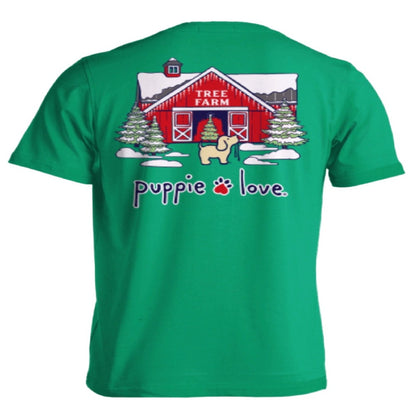 Puppie Love Dog Christmas Tree Farm Short Sleeve T-Shirt