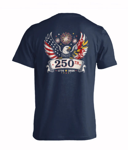 USA 250th 1776-2026 Eagle and Fireworks Patriotic Short Sleeve T-Shirt