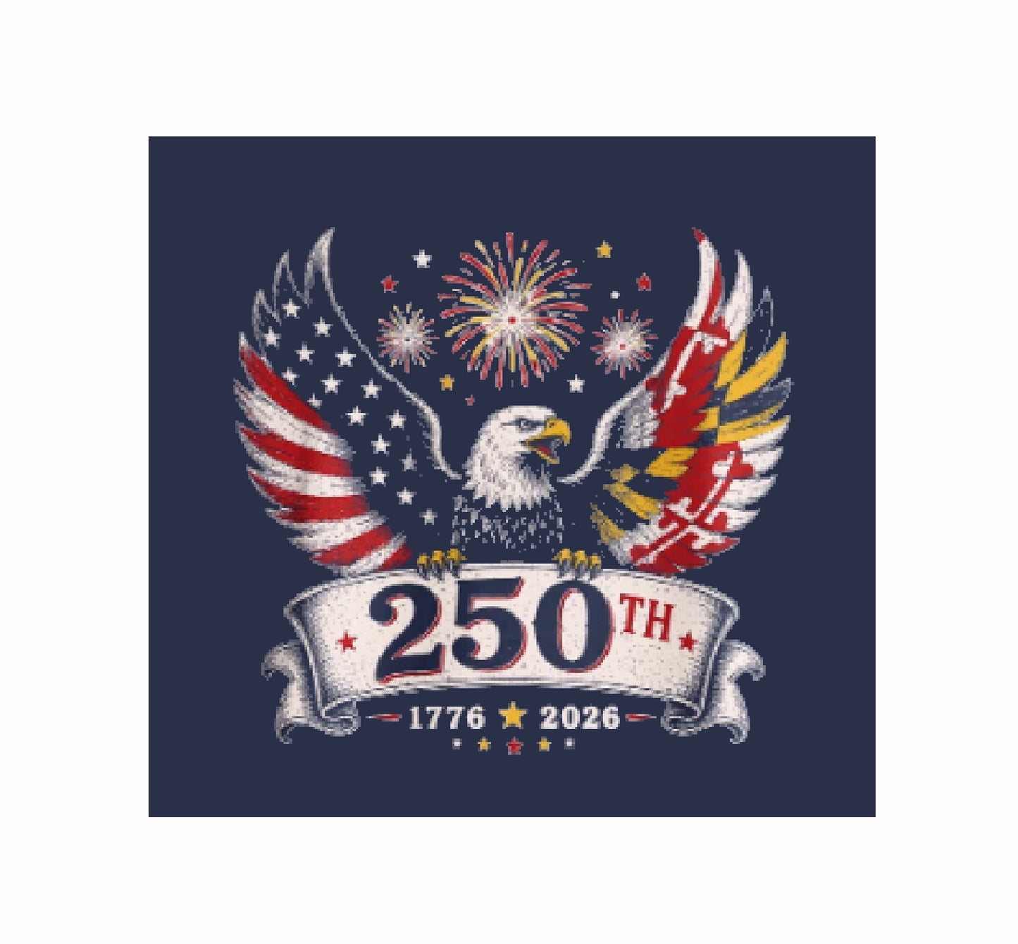 USA 250th 1776-2026 Eagle and Fireworks Patriotic Short Sleeve T-Shirt
