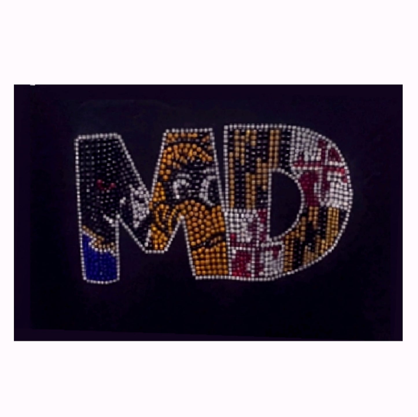 Maryland Sports and Flag Rhinestone Womans V-Neck Short Sleeve Sleeve T-Shirt