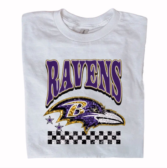 Ravens Faux Sparkle Short Sleeve T-Shirt