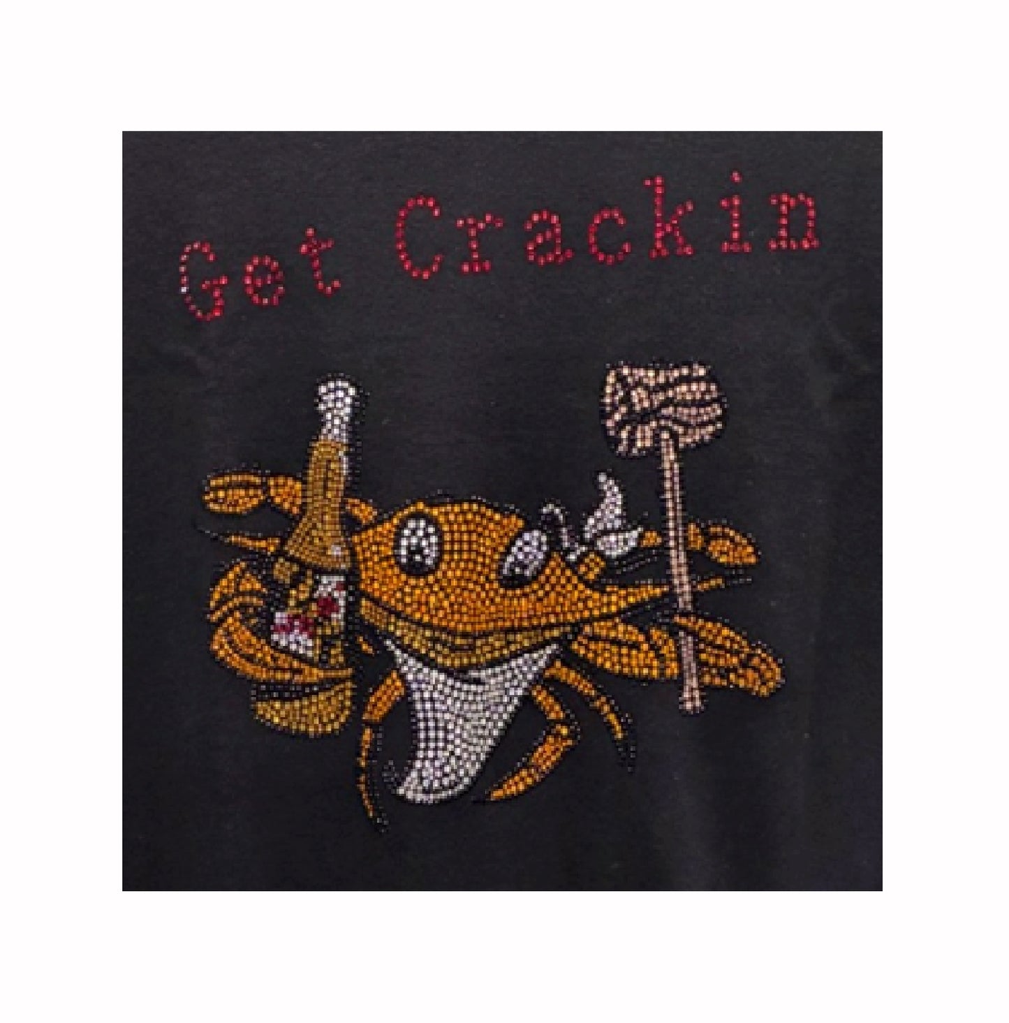 Get Crackin Beer Mallet Rhinestone Womans V-Neck Short Sleeve Sleeve T-Shirt