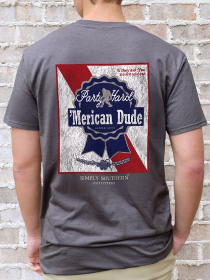 Simply Southern Party Hard 'Merican Dude Short Sleeve T-Shirt