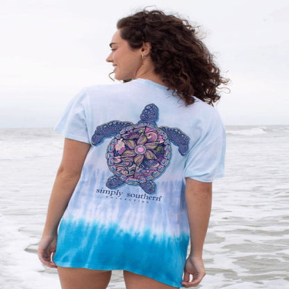 Simply Southern Sea Turtle Striped Tie Dye Short Sleeve T-Shirt