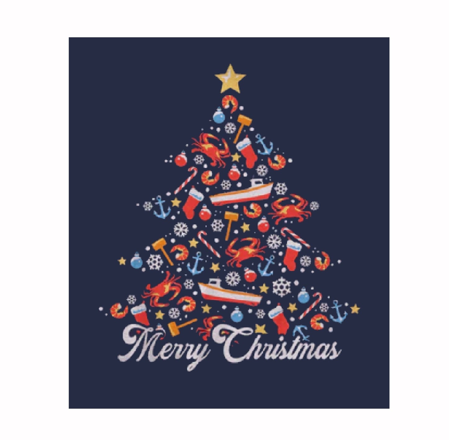 Merry Christmas Sea Themed Christmas Tree Short Sleeve T-Shirt