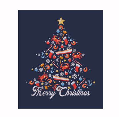 Merry Christmas Sea Themed Christmas Tree Short Sleeve T-Shirt