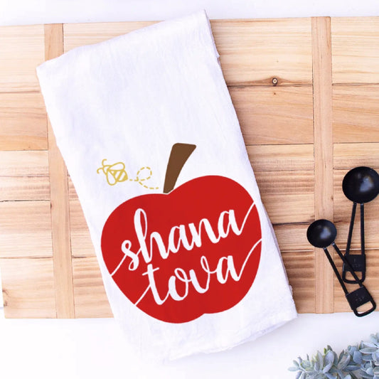 Shana Tova Happy New Year Rosh Hashanah Yom Kippur Hand and Kitchen Towel