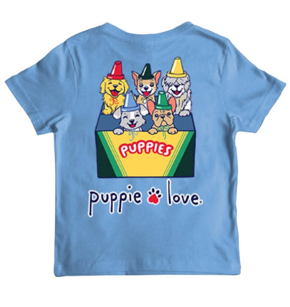 Puppie Love Dog Crayon Pup Short Sleeve Youth T-Shirt