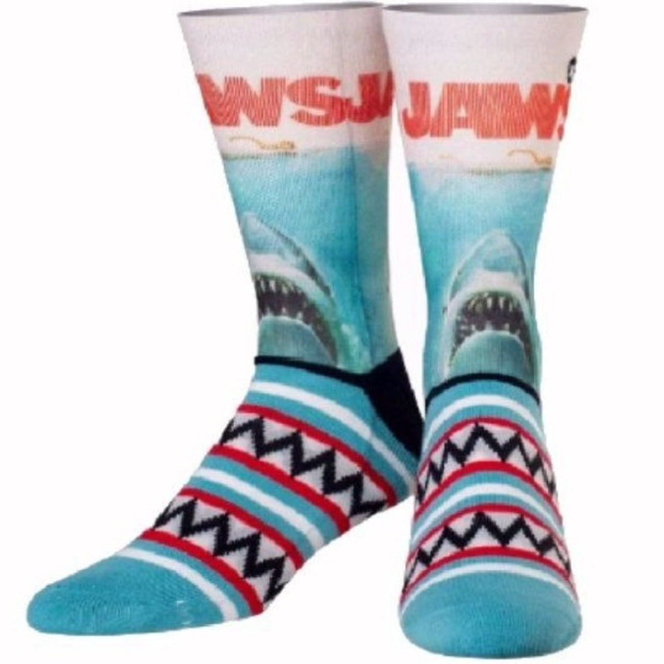 Jaws Striped Teeth Athletic Crew Socks