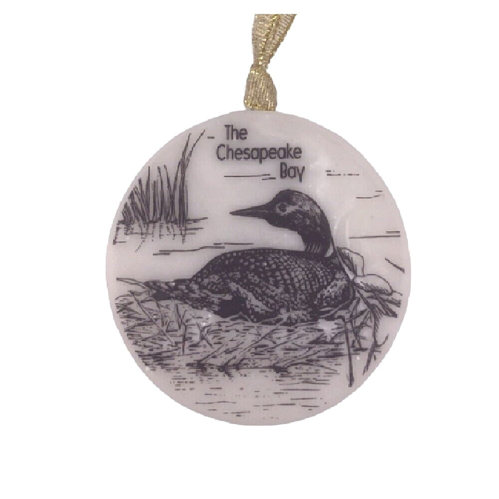 Chesapeake Bay Wetlands Waterfowl Marble Stone Holiday Tree Ornament