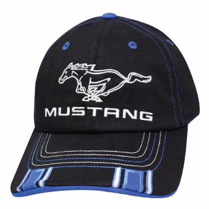 Ford Mustang Embroidered Logo Royal Stripe Cap Hat