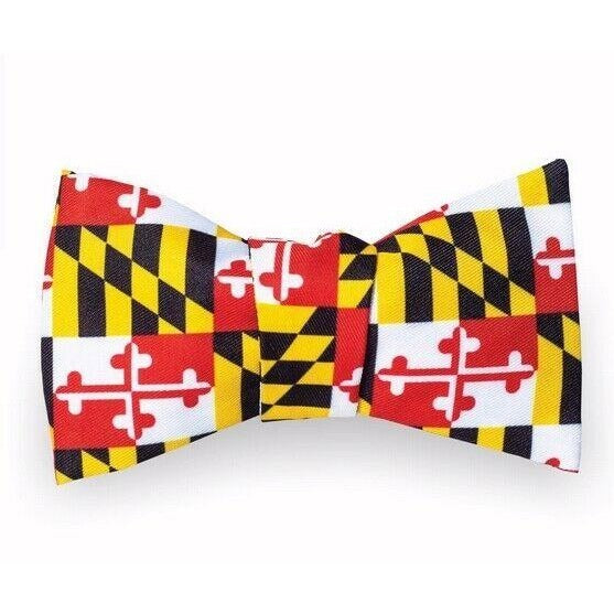 Maryland Flag Bow Necktie Manual Self Tied