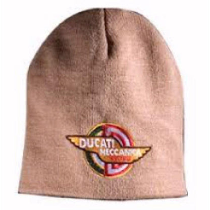 Ducati Meccanica Brown Embroidered Beanie Cap Hat