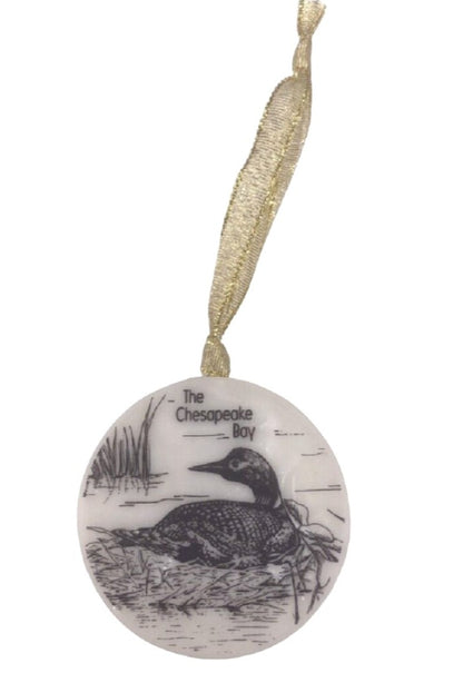 Chesapeake Bay Wetlands Waterfowl Marble Stone Holiday Tree Ornament