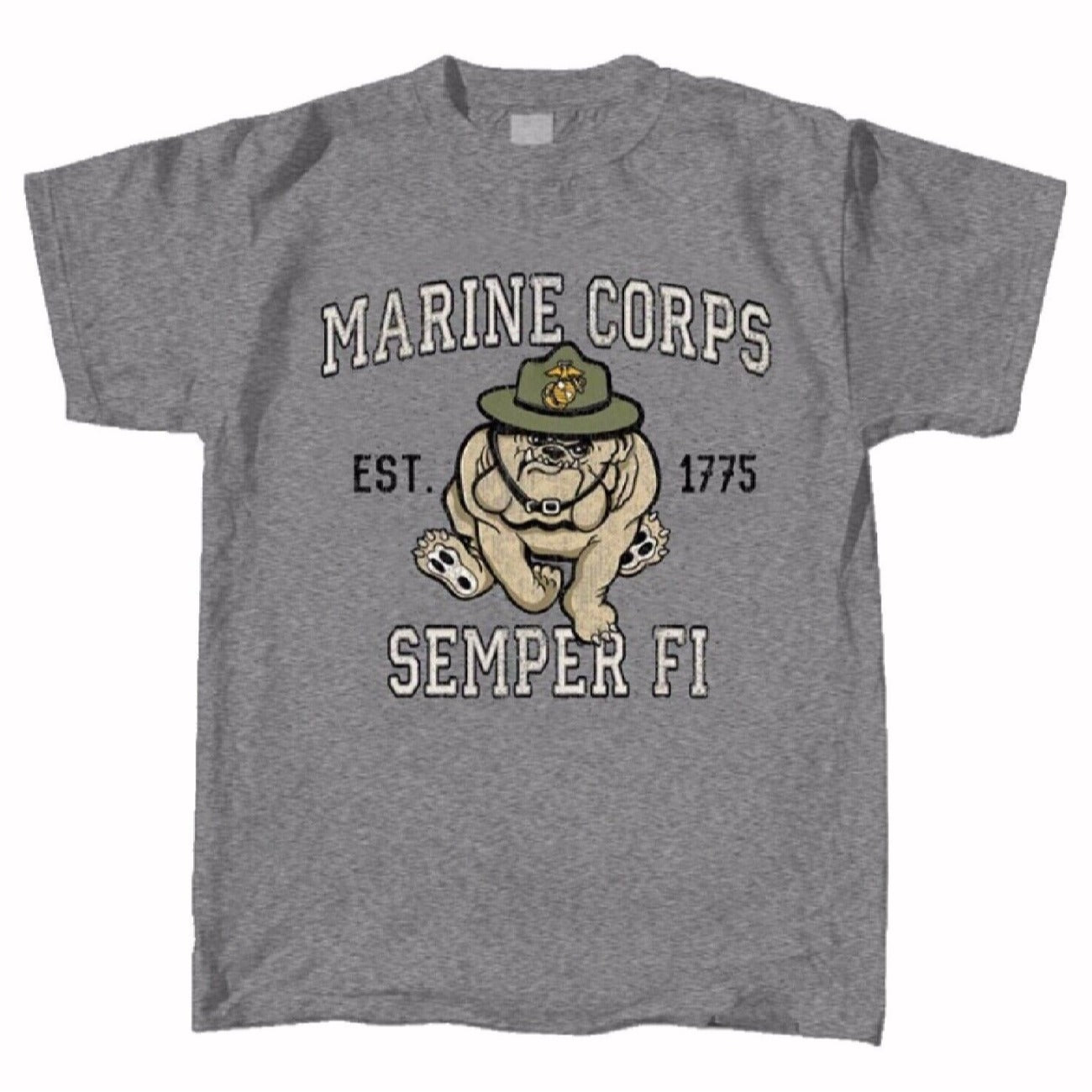 U.S. Marines USMC Retro Bulldog Mascot Short Sleeve T-Shirt