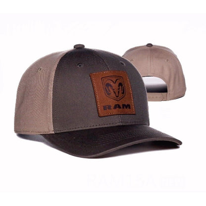 RAM Logo Leather Patch Brown Cap Hat