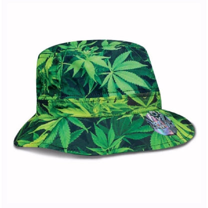 Leaf Pattern Green Garden Flowers Weed Bucket Sun Hat