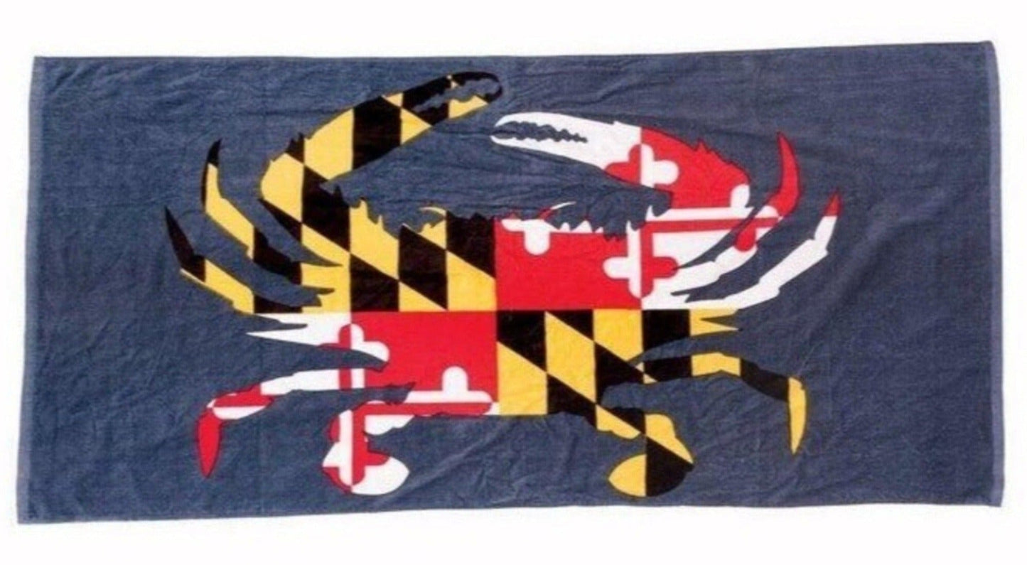 Maryland Flag Crab Beach Bath Towel