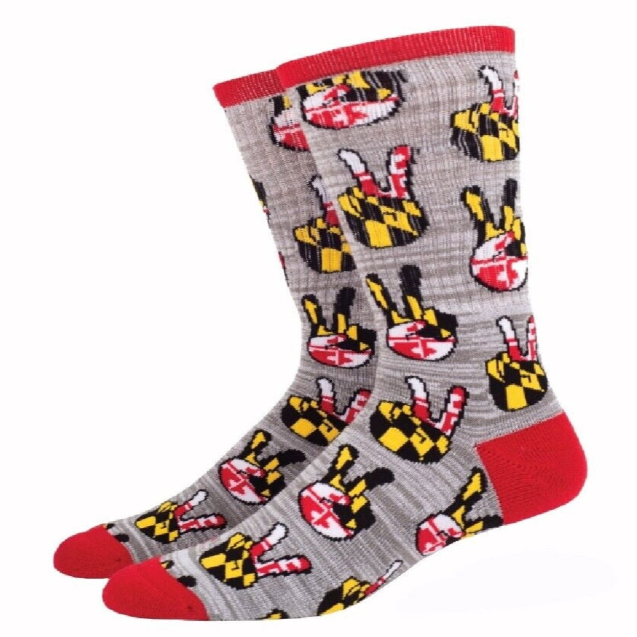 Maryland Flag Peace Fingers Crew Socks