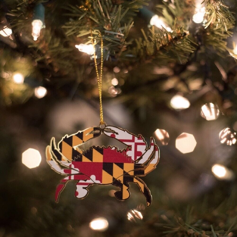 Maryland Flag Crab Metal Holiday Tree Ornament